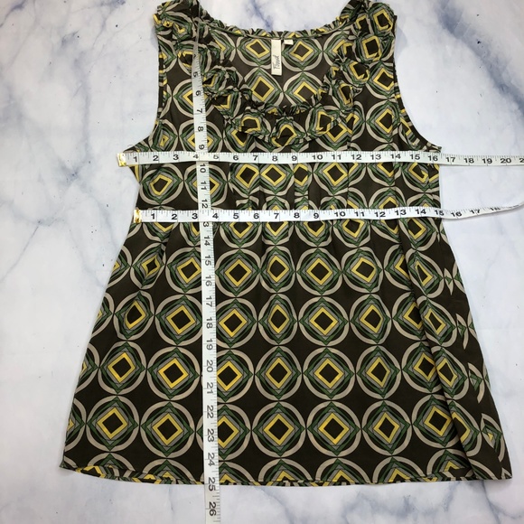 Fossil Olive Green Yellow Medallion Silk Tank Top - Picture 6 of 8